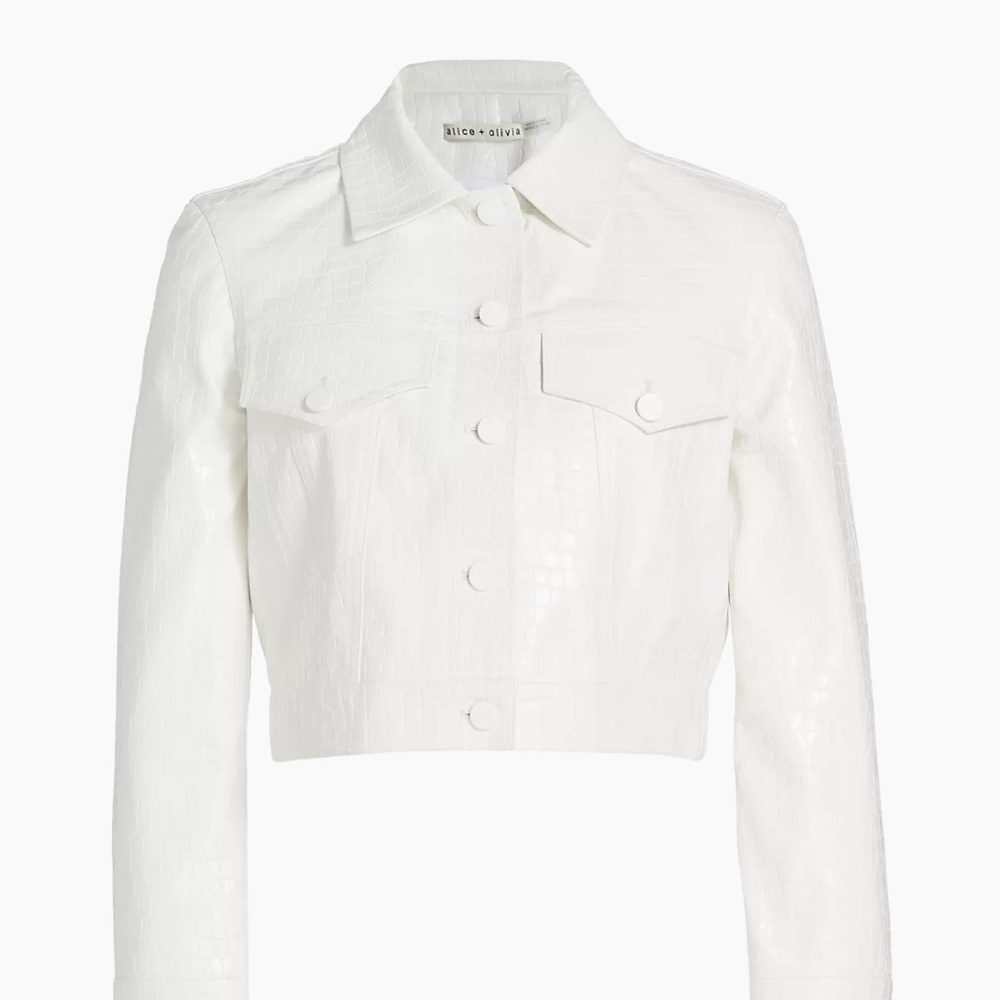 Chloe Croc-Effect Faux Leather Crop Jacket
